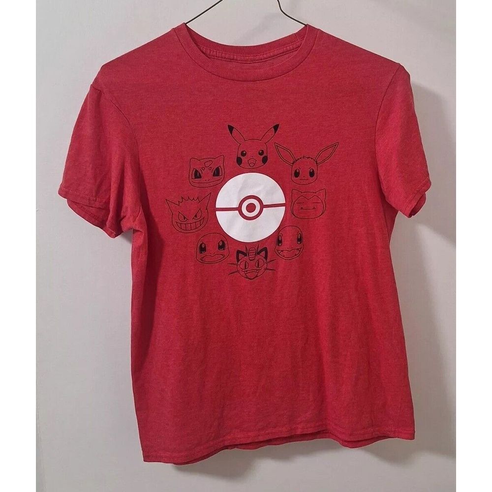 Pokemon Shirt Adult Medium Red Short Sleeve Crew Neck Pikachu‎ Gamer Graphic Tee